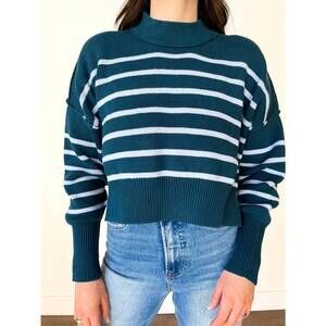 NEW IN-LOOM isla striped crop sweater in emerald